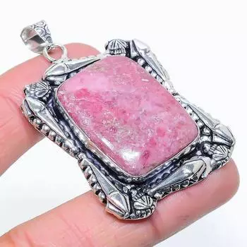 Подвеска из натурального родонита, ручная работа, серебро 925 пробы, 2,29 дюйма, u7K12