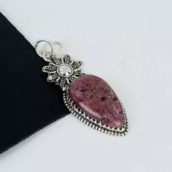 Подвеска из натурального родонита, стерлинговое серебро 925 пробы — дизайн ручной работы, повседневные украшения, уникальная подвеска из родонита, подарки на День матери 2.95 красный