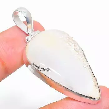 Подвеска из натурального российского дендритного камня из стерлингового серебра 925 пробы 1,97 дюйма W7v91