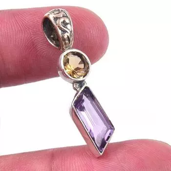 Подвеска из натурального розового аметиста и цитрина из стерлингового серебра 925 пробы 1,25 a2R80