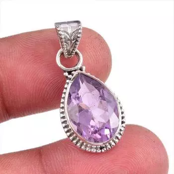 Подвеска из натурального розового аметиста из стерлингового серебра 925 пробы 1,25 дюйма D4y19