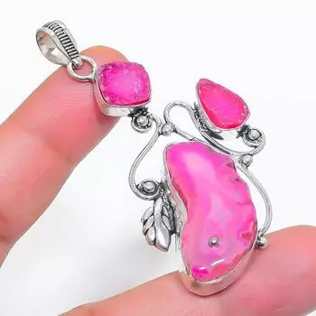 Подвеска из натурального розового драгоценного камня друзы из стерлингового серебра 925 пробы 2,48 дюйма T3D16