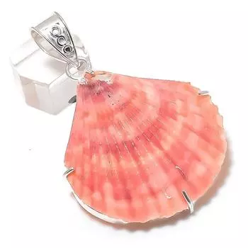 Подвеска из натурального розового камня-ракушки из стерлингового серебра 925 пробы 2,60 дюйма P3Z22