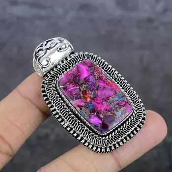 Подвеска из натурального розового колючего устричного серебра 925 пробы 2,21 дюйма b9D91