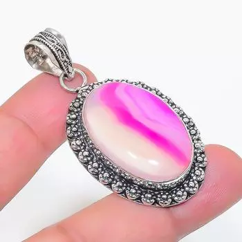 Подвеска из натурального розового кружевного агата из стерлингового серебра 925 пробы 2,13 дюйма f9h80