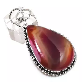 Подвеска из натурального розового кружевного агата из стерлингового серебра 925 пробы 2,25 дюйма a8z93