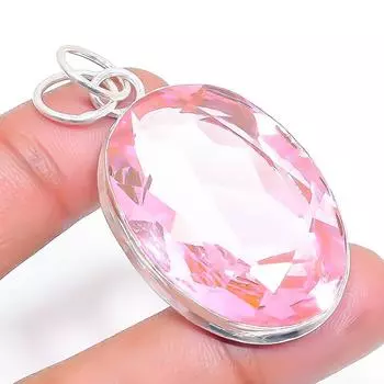 Подвеска из натурального розового кунцита из стерлингового серебра 925 пробы 2,05 дюйма Q9i74