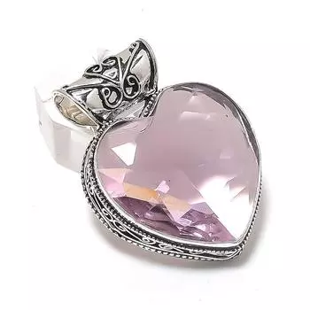 Подвеска из натурального розового кунцита из стерлингового серебра 925 пробы 1,77 дюйма m9Q80