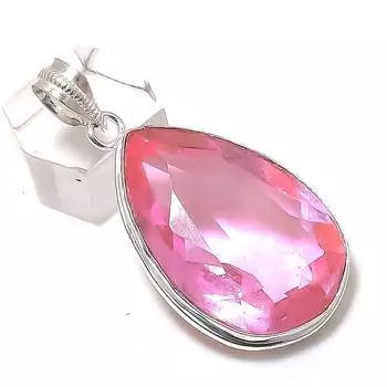 Подвеска из натурального розового кунцита из стерлингового серебра 925 пробы 2,05 дюйма y7d47