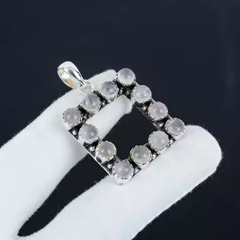 Подвеска из натурального розового кварца и серебра 925 пробы - Дизайн ручной работы, Ювелирное украшение для повседневной носки, Уникальный подарок-подвеска для жены 2.30 розовый