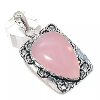 Подвеска из натурального розового кварца из стерлингового серебра 925 пробы 2,32 дюйма N2G11