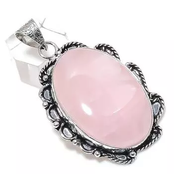 Подвеска из натурального розового кварца из стерлингового серебра 925 пробы 2,29 дюйма v4k27