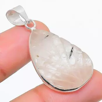 Подвеска из натурального розового кварца ручной работы из стерлингового серебра 925 пробы 1,62 дюйма n1j50