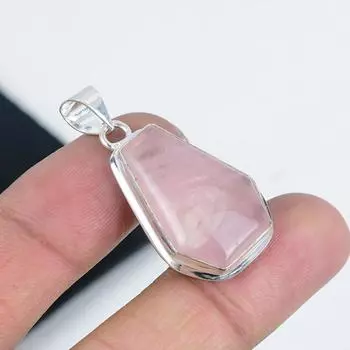 Подвеска из натурального розового кварца, серебро 925 пробы - Дизайн ручной работы в виде гроба, украшение на каждый день, уникальная подвеска с розовым кварцем, подарки на день рождения 2.36 розовый