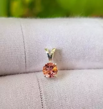 Подвеска из натурального розового ограненного турмалина из стерлингового серебра 925 пробы A 135 Подарок 6 MM