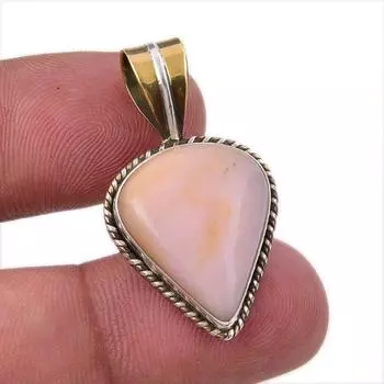 Подвеска из натурального розового опала из стерлингового серебра 925 пробы в двух тонах 1,50 дюйма g0r23