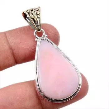 Подвеска из натурального розового опала, ручная работа, из стерлингового серебра 925 пробы, 2 дюйма, r0F39