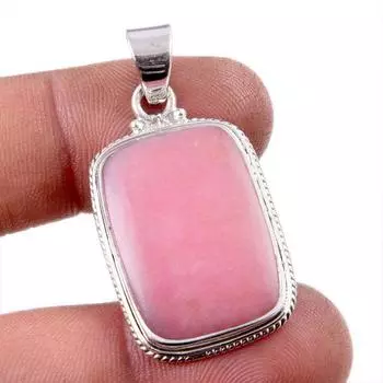 Подвеска из натурального розового опала, сделанная вручную из стерлингового серебра 925 пробы, 1,75 дюйма, w1l91