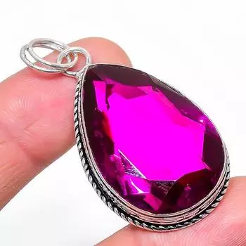 Подвеска из натурального розового рубиллита из стерлингового серебра 925 пробы 2,05 дюйма k1d21