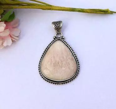 Подвеска из натурального розового сколецита с грушевидной огранкой | Подвеска из натурального драгоценного камня для мужчин и женщин