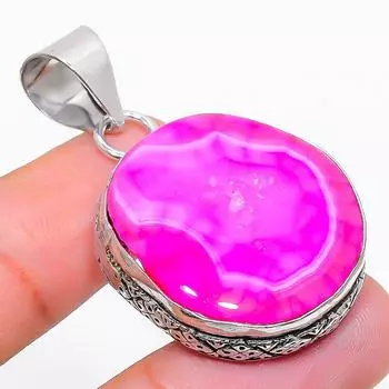 Подвеска из натурального розового солнечного кварца из стерлингового серебра 925 пробы 1,77 дюйма N7C53