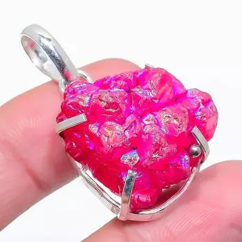 Подвеска из натурального розового солнечного кварца из стерлингового серебра 925 пробы 1,77 дюйма S4u29