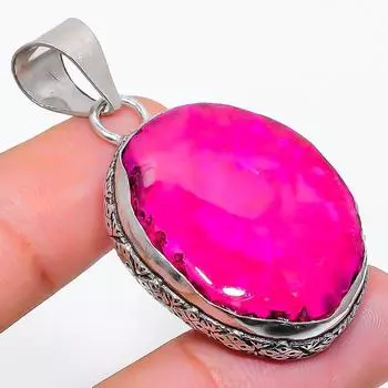 Подвеска из натурального розового солнечного кварца из стерлингового серебра 925 пробы 1,89 дюйма J2d59