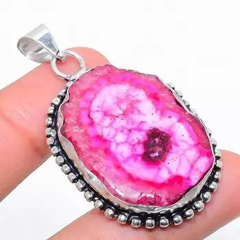 Подвеска из натурального розового солнечного кварца из стерлингового серебра 925 пробы 2,01 дюйма T7i93