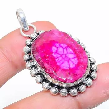 Подвеска из натурального розового солнечного кварца из стерлингового серебра 925 пробы 1,81 дюйма Y1k10