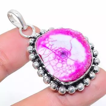 Подвеска из натурального розового солнечного кварца из стерлингового серебра 925 пробы 1,77 дюйма H5F48