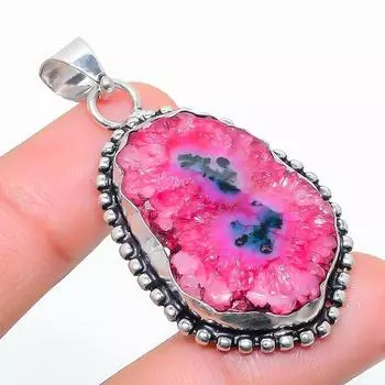 Подвеска из натурального розового солнечного кварца из стерлингового серебра 925 пробы 2,01 дюйма R7B88