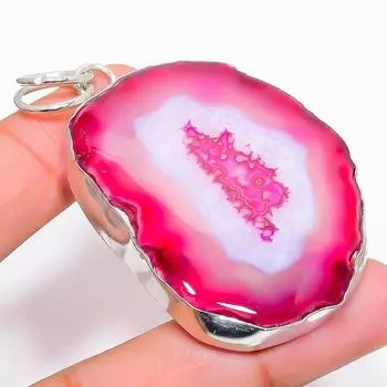 Подвеска из натурального розового солнечного кварца из стерлингового серебра 925 пробы 2,68 дюйма Q3k43