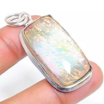 Подвеска из натурального розового триплетного опала из стерлингового серебра 925 пробы 1,97 дюйма e0c99