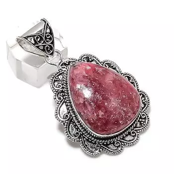 Подвеска из натурального розового тулита из стерлингового серебра 925 пробы 2,17 дюйма b0C75