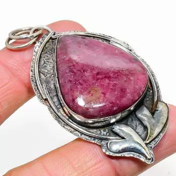 Подвеска из натурального розового тулита, ручная работа, серебро 925 пробы, 2,80 дюйма, c1d80