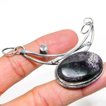 Подвеска из натурального русского чароита, белого топаза из стерлингового серебра 925 пробы 2,52 дюйма w8o16