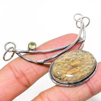 Подвеска из натурального русского дендрита, цитрина из стерлингового серебра 925 пробы 2,48 дюйма H3J56