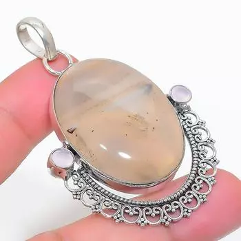 Подвеска из натурального русского дендрита, халцедона из стерлингового серебра 925 пробы 2,36 дюйма I4M28