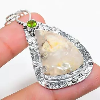 Подвеска из натурального русского дендритного серебра 925 пробы с перидотом 2,48 дюйма n7I44