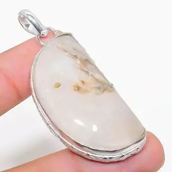 Подвеска из натурального русского дендритового камня из стерлингового серебра 925 пробы 2,40 дюйма t6O36