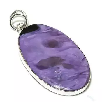 Подвеска из натурального русского драгоценного камня чароит из стерлингового серебра 925 пробы 2,56 дюйма W1D27