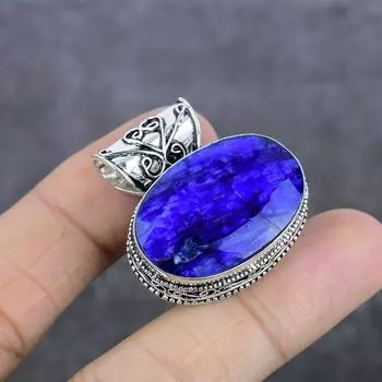 Подвеска из натурального сапфира из стерлингового серебра 925 пробы 1,34 дюйма h9Z48