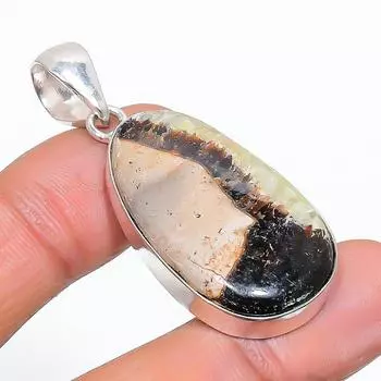 Подвеска из натурального септарианского камня ручной работы из стерлингового серебра 925 пробы 1,81 дюйма J5y01