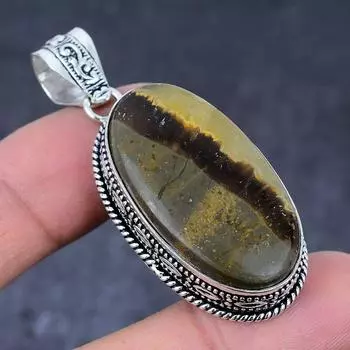 Подвеска из натурального септарского камня ручной работы из стерлингового серебра 925 пробы 2,21 дюйма I4K11