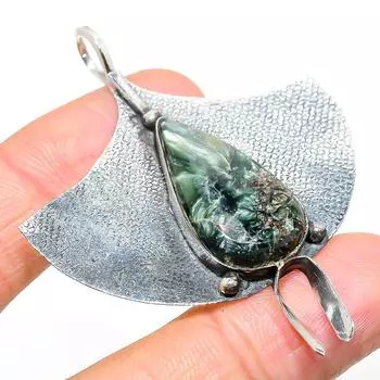 Подвеска из натурального серафинита, ручная работа, серебро 925 пробы, 2,56 дюйма, r0p24