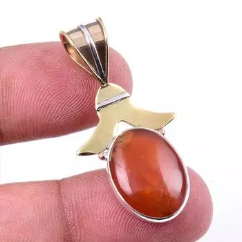 Подвеска из натурального сердолика из стерлингового серебра 925 пробы в двух тонах 1,50 дюйма Z8j14