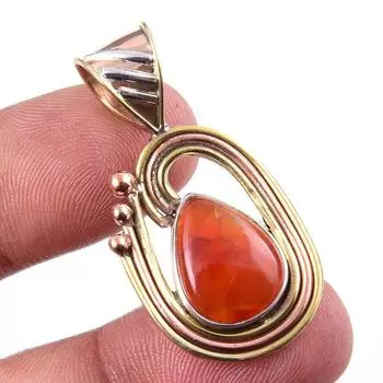 Подвеска из натурального сердолика из стерлингового серебра 925 пробы в двух тонах 1,50 дюйма s5T95