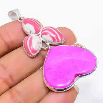 Подвеска из натурального серебра 925 пробы с розовой бирюзой и медью 2,56 дюйма r7H44