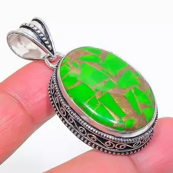 Подвеска из натурального серебра 925 пробы с бирюзовым и медным покрытием 1,97 дюйма p2s89