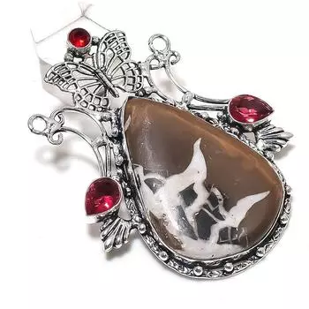 Подвеска из натурального серебра 925 пробы с трещинами в грязи ископаемого происхождения 2,68 дюйма J2s92